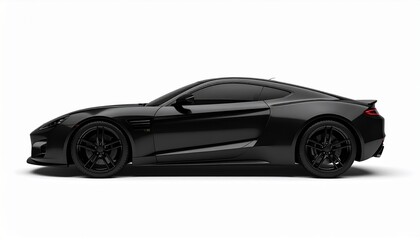 Naklejka premium Side View Mockup of a Matte Black Sports Coupe on White Background