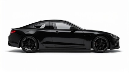 Naklejka premium Side View Mockup of a Matte Black Sports Coupe on White Background