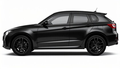 Obraz premium Side View Mockup of a Matte Black Sports Coupe on White Background