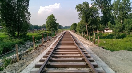 Fototapeta premium RB reinforcement used in small rural bridge deck formwork