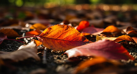 Autumnal Leaf Detail on Forest Floor