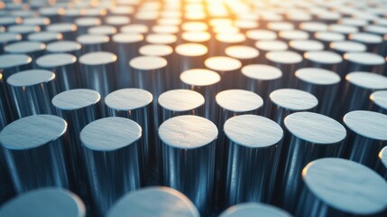 Obraz premium Round bars in various thicknesses arranged for selection on ground