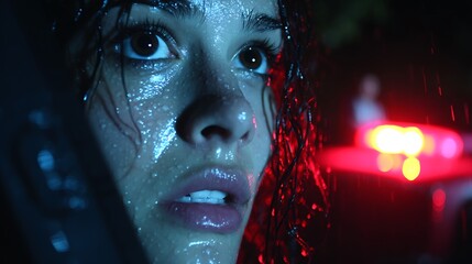 Woman's Night Encounter, Police, Rainy Night