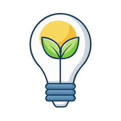 Light Bulb with Leaf - Green Energy Icon