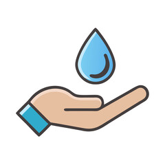Water Drop with Hand - Save Water Icon