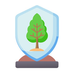 Tree with Shield - Forest Protection Icon