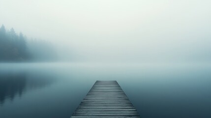 Obraz premium Misty lake dock