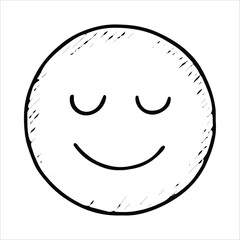 A simple black-and-white smiling face sketch, symbolizing happiness and positivity, ideal for wellness and motivational design projects