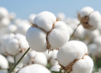 Close-up of Fluffy Cotton Bolls in a Field, Macro Photography, Soft Focus, Natural Fiber, Gossypium, Cotton Plant Cotton, Macro Photography