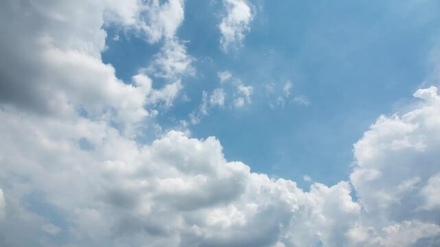 Time lapse of blue sky and white clouds.