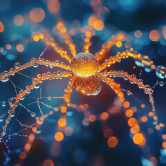 Spider with water droplets on back.