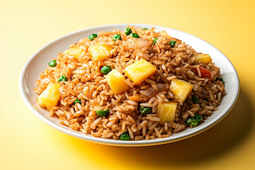 Fototapeta premium A delicious plate of fried rice with pineapple.