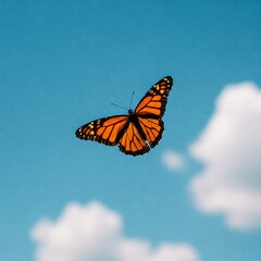 butterfly on blue sky background