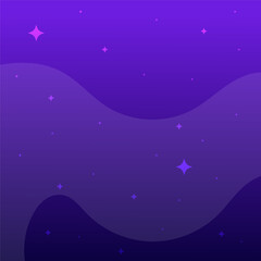 Fototapeta premium A simple flat vector illustration of a magical night sky. This purple space background with stars and wavy layers is perfect for websites, apps, and games.