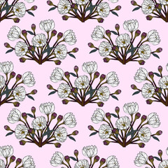Flower pattern design on pink background.