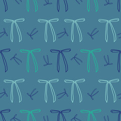 Colorful ribbon pattern on blue background