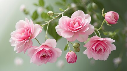 *Close-Up of Pink Bleeding Heart Flowers Hanging on a Curved Stem in Spring Garden*