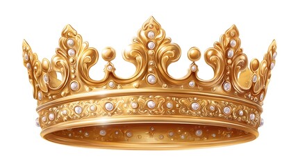 Regal Gold Crown with Pearls Royalty with Power, and Luxury.