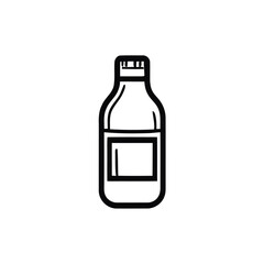 Black outlined bottle featuring a rectangular label area on a white transparent background