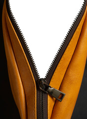 close up of zipper on leather bag for copy space © berkahjayamaterial