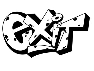 digital letter exit, digital word exit with a cool and unique simple graffiti pattern