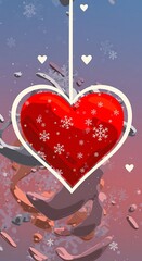 Winter's Red Heart: Festive Digital Art AI Generated