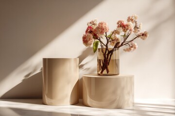 Fototapeta premium Elegant floral arrangement with soft shadows.