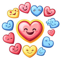 set of hearts isolated on transparent background png
