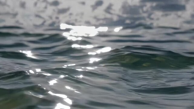 Sparkling reflections on water with gentle wave movement. Ideal for relaxation, travel, or nature themes.