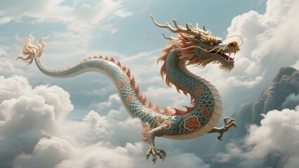 Obraz premium Ink style Chinese dragon image poster Dragon Boat Festival dragon head illustration