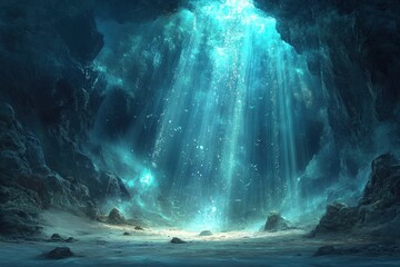 Submerged cave, ethereal light
