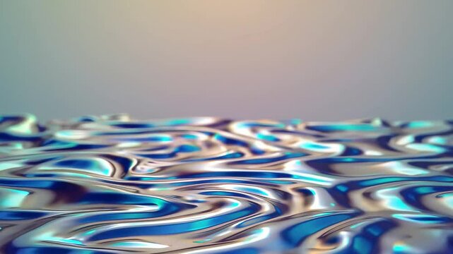 Colorful reflective waves creating a digital water surface effect. Ideal for tech, background, or futuristic projects.