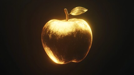 Golden apple isolated on black background