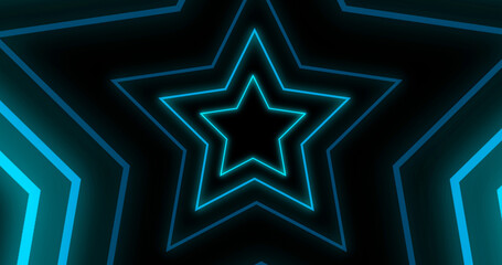 Obraz premium Award show retro style stage decorator background loop neon stars changing. 3d party golden stage for music, television, films. Best actor actress showcasing luxury ceremony bg. Winner announcement