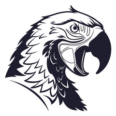 Fototapeta premium a-silhouette-vector-of-a-parrot-face-looking-angry.eps