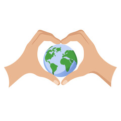 Hands Forming Heart Around Earth - Love the Planet Icon