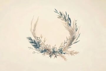 Obraz premium Delicate floral wreath design in muted tones.