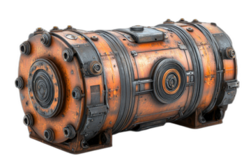 Large metal structure with intricate design isolated on transparent background.