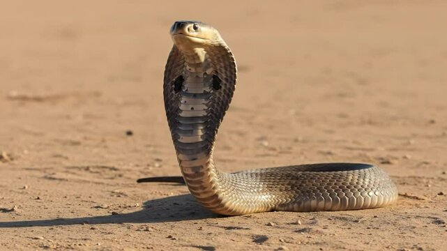 Cobra snake close up portrait dangerous reptile wildlife nature animal hood 4k video