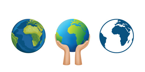 Set of Earth Globe Illustrations for Geography and Education Design