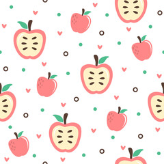 Cute apple slices hand drawn, seamless design for print on fabric and other uses.