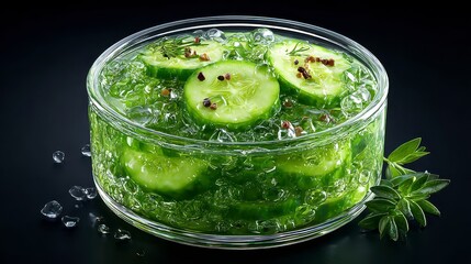 Obraz premium Crisp Green Pickles in Brine Gourmet Food Photography