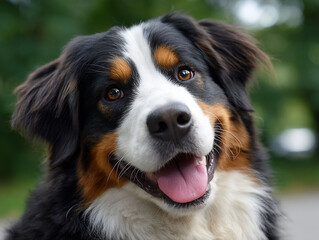 Fototapeta premium Bernese Mountain Dogs delightful portrait smiling