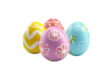 Colorful Easter Eggs Collection isolated on white or transparent background, png clipart, design element. Easy to place on any other background.