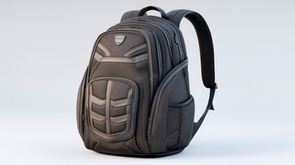 Naklejka premium Sleek Black Backpack Modern School Bag Travel Bag Studio Shot