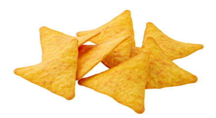 A close-up view of crispy golden tortilla chips arranged in a casual pile, perfect for snack time or party platters