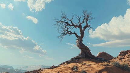 Fototapeta premium Solitary tree on rocky outcrop