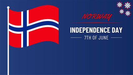 Norway Independence Day poster banner background. Happy Independence Day Vector Illustration. Norwegian Flat flag. 7th of June.