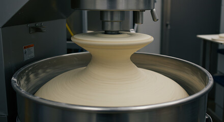 Mixing Dough with Industrial Mixer in Commercial Kitchen