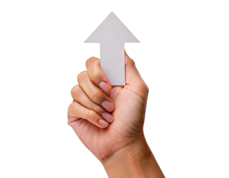 hand pointing with arrow isolated on transparent or white background